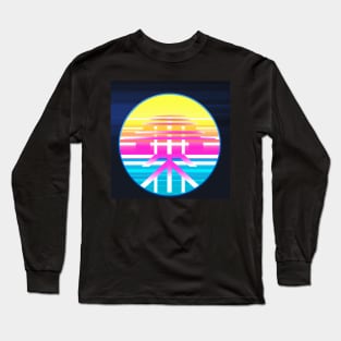 Colorful cyber abstraction circle sun Long Sleeve T-Shirt